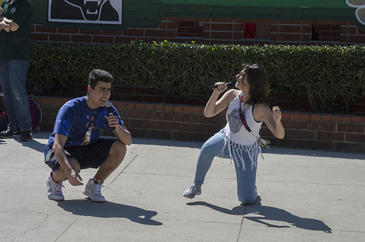 Aram Adamyan and Anna Parsamyan sing during lunch trisha20170315spirit week0393