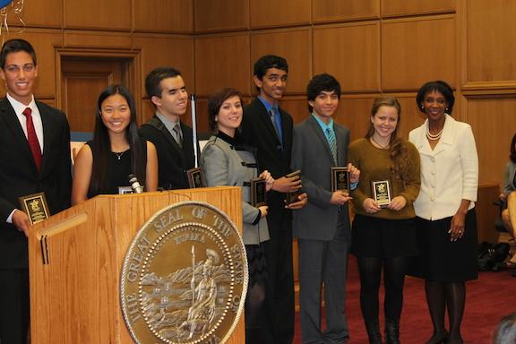 Issa Al-Hadeed (third from right) stands with other award winners from LA County.
