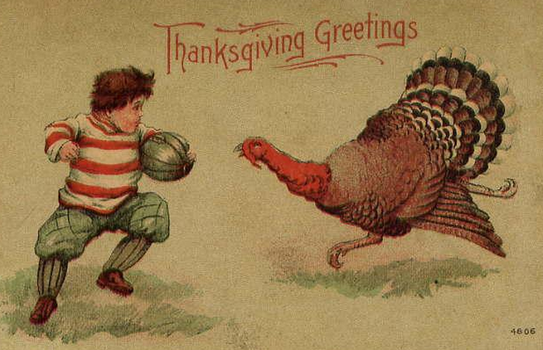 Thanksgiving+postcard+circa+1900+showing+turkey+and+football+player.