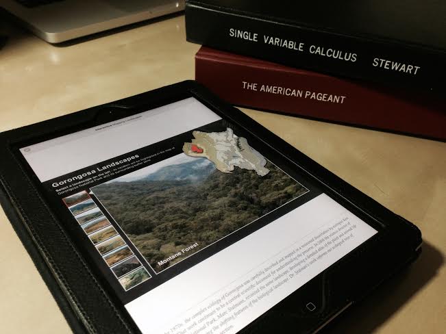 Interactive textbook on iPad  provides interactive images and galleries