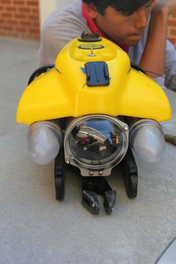 One of the ROVs used by the Environmental GIS students. The manipulator is seen here. 
