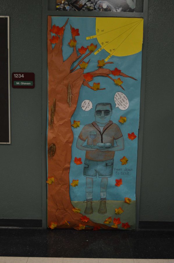 Mr. Ghavams 4th period decorates the fall-themed door in his honor. Winner will be announced on Dec. 1.