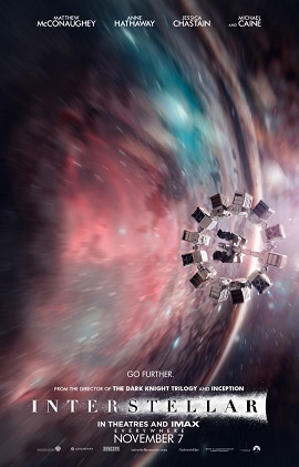 The Endurance spacecraft emerging a black hole in Interstellar.