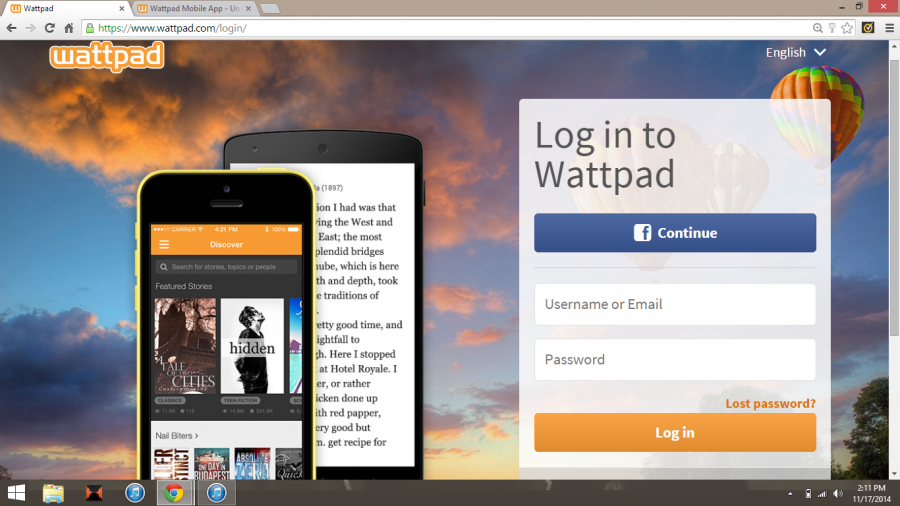 The login page to wattpad, where it all begins.