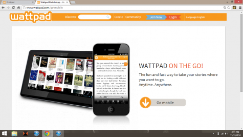 This desktop page for wattpad gives you the option to go mobile, giving you access to the site on your phone or tablet. 