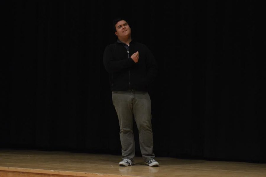 Winner Zachary Blue performs a scene from Othello.
