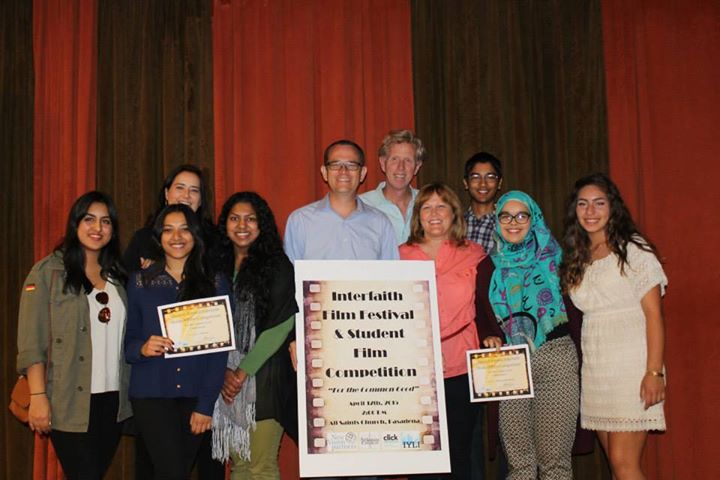All the participants, and judges at New Vision Partners 2nd Annual Interfaith Film Festival. Maisune Abu-Elhaija, Ishaan Jain, and Farah Ali won $1000, $500, and $250 college scholarships for their short films.
