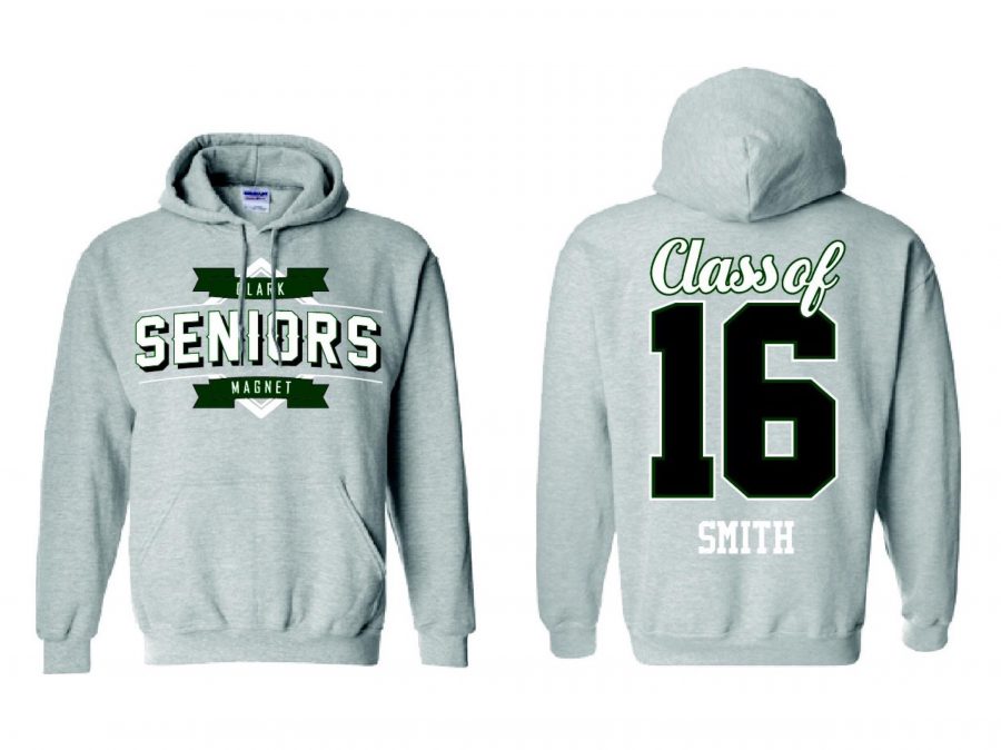Senior sweatshirt design: front and back