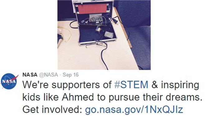 14-year-old Ahmed Mohameds digital clock was mistaken as a bomb. He received attention from president  Obama and NASA. 