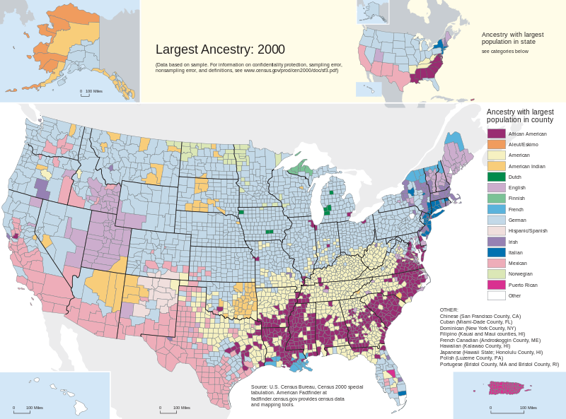 2000 Census population ancestry map.