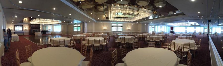 This is the indoor ballroom of the new Calamigos venue ASB seniors chose for the 2016 prom. The ballroom has elegant crystal chandeliers and a large dance floor.