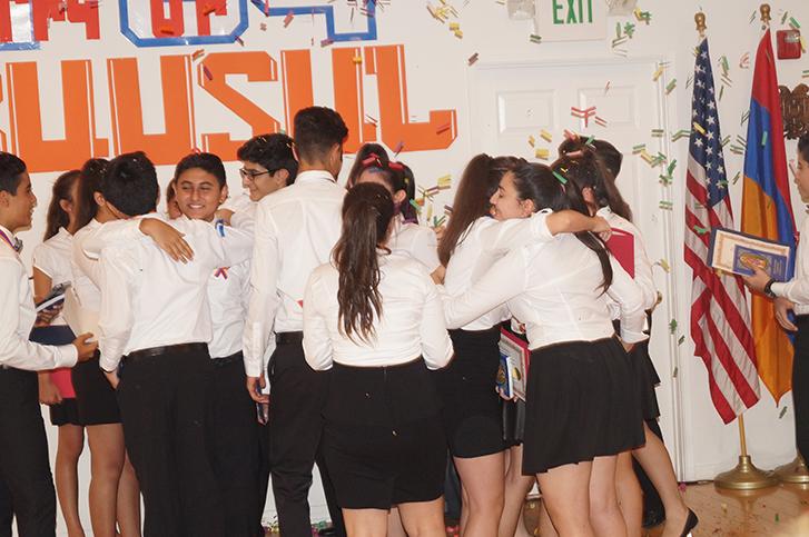 Narek Armenian School kids celebrate after graduating and completing their graduation ceremony/concert.