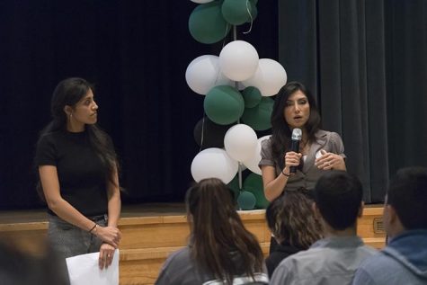 Lucy Abramyan and Kiran Gill answering questions from the audience.