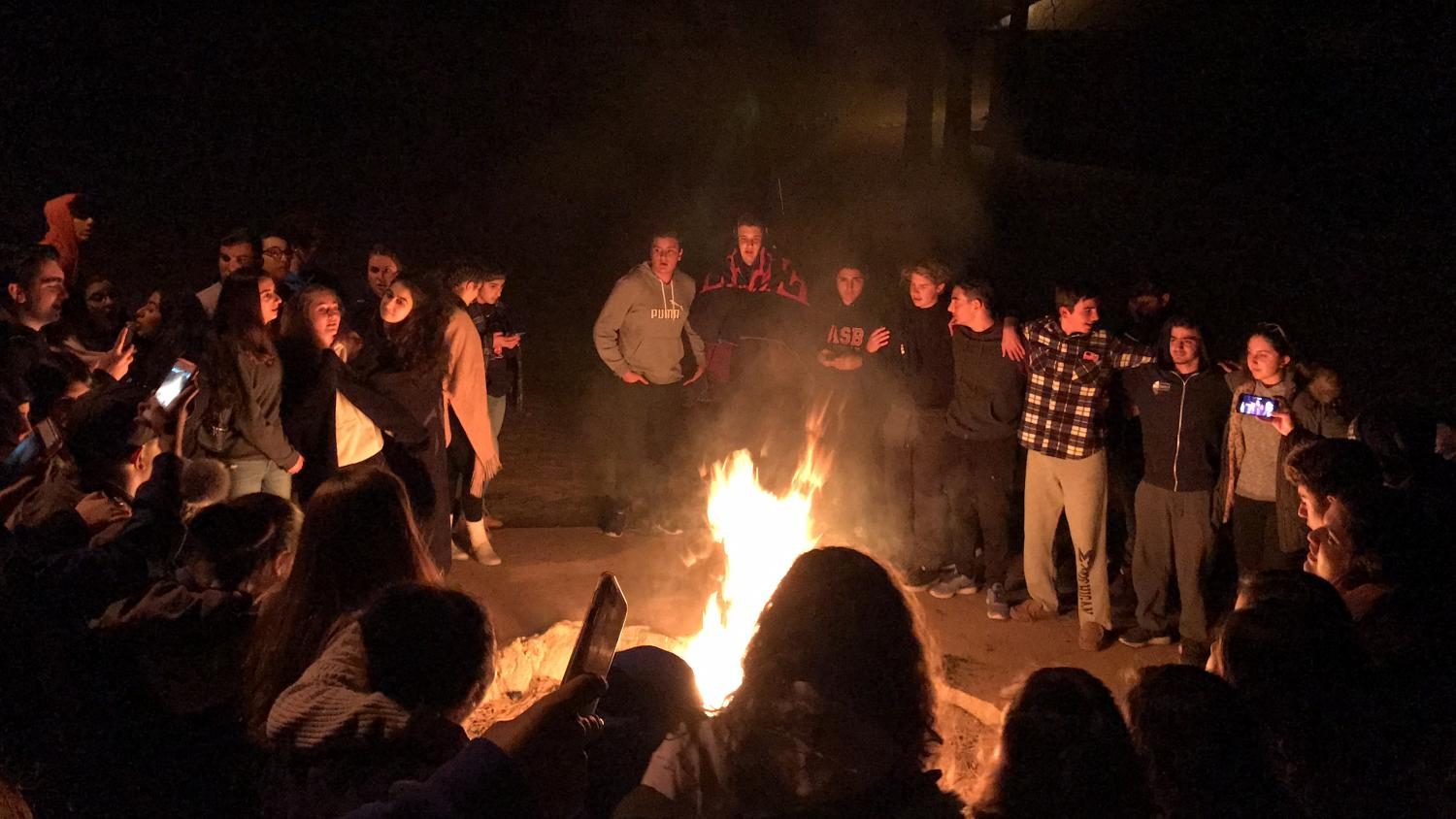 Nightly campfire held at the fire pit where students sang traditional Armenian songs and ate smores.
