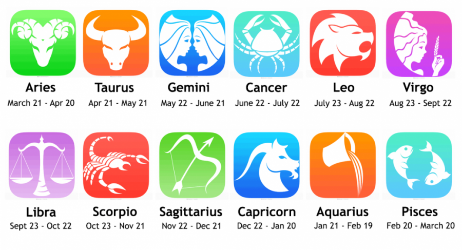 Zodiac signs based on each person's birthday. 