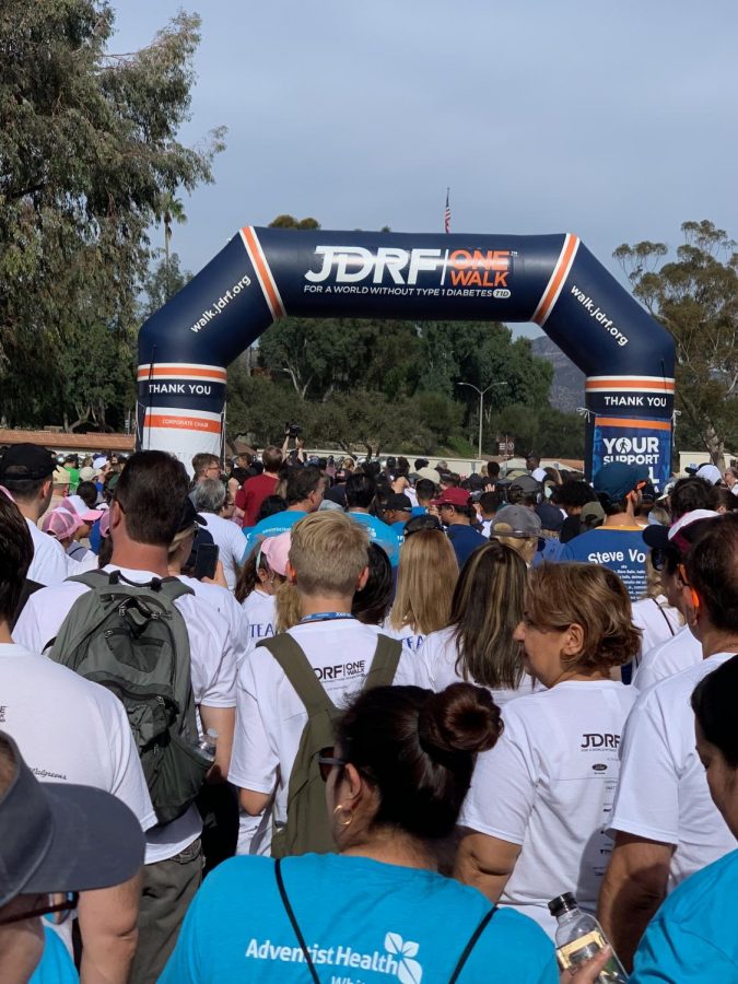 The beginning of the walk. Participants passed through a starting point to initiate the beginning of the walk. 