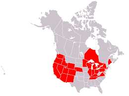 Map of all the areas that were recently affected by the lettuce E. coli outbreak.