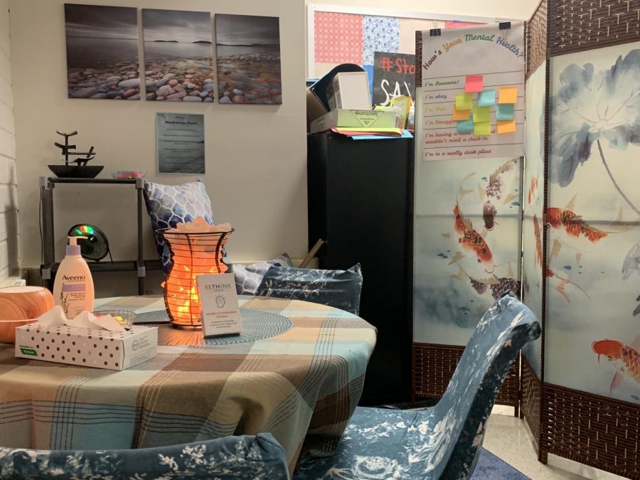 United States History teacher Eric Kursinski's "Mindfulness Corner" is available to help students based on their mental health needs. 