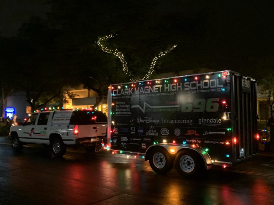The+Clark+Truck+decorated+in+Christmas+lights+that+was+used+to+store+the+robots+that+were+showcased.
