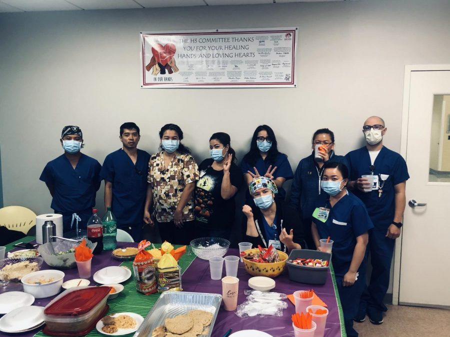 This is LAC+USC Medical Center’s Unit 4B’s first-ever Halloween potluck. 