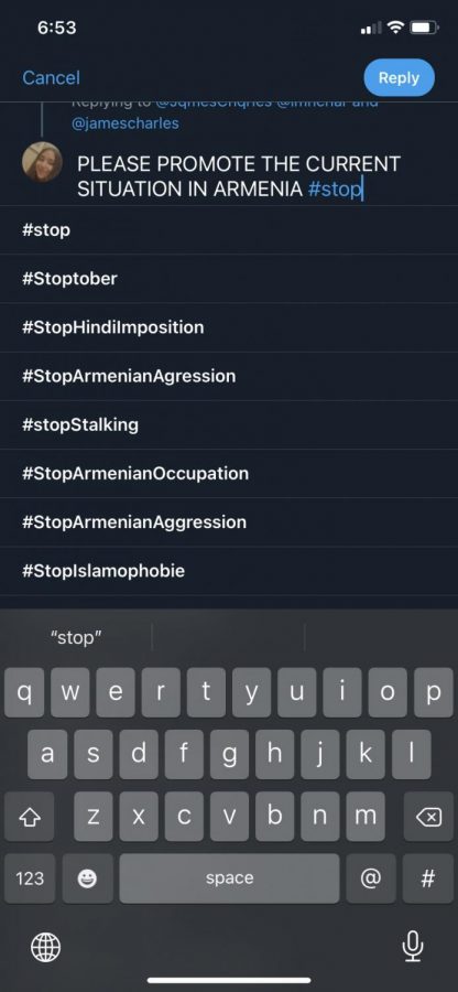 This is a screenshot of a Twitter auto fill on a hashtag. As you can see, the proper hashtag does not come up automatically, which we can see as propaganda.