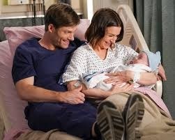 Link( Chris Carmack) and Amelia( Caterina Scorsone) name their baby boy in the season premiere of Greys Anatomy.