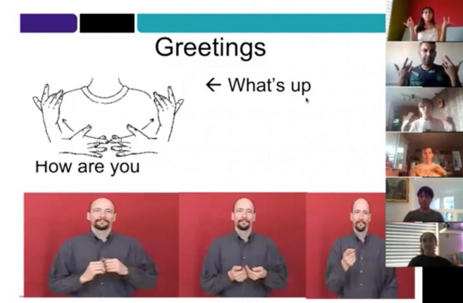 Unit 1 in remote ASL 101 classroom included how to sign the basics, such as greetings, colors and clothing.