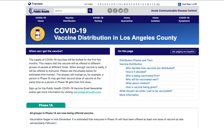 The L.A. County Public Health Department’s website has an overview of any information relating to vaccine distribution.