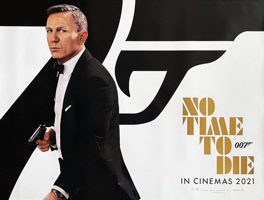 No Time to Die movie poster with Daniel Craig. His last performance in a James Bond film.
