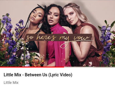 Little Mix bandmates Leigh-Anne Pinnock, Perrie Edwards, and Jade Thirwall on the cover of their new album BETWEEN US.  
