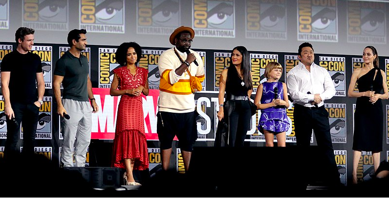 The Eternals cast answer fan questions about the movie at the 2019 San Diego Comic Con.