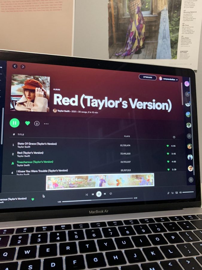 Red+Taylors+Version+on+spotify%2C+with+the+iconic+new+cover.+