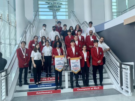 All of Clarks SkillsUSA contestants pose for a group photo after the awards ceremony on the final day of the trip.