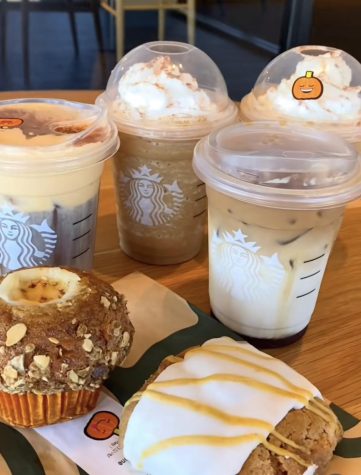 The different items in the Starbucks Fall menu.
