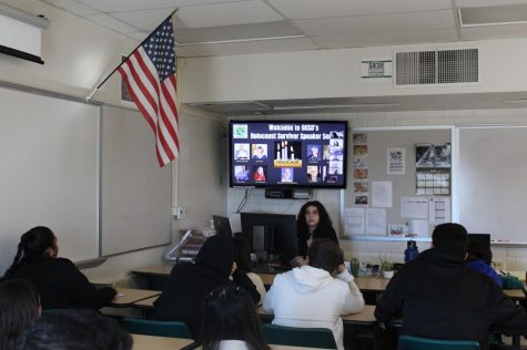 Mrs. Fangs 4th period class about to start their Holocaust survivor meeting.