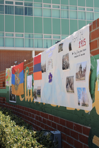 The Armenian club at Clark set up flags, artwork, and history to showcase Armenian heritage.