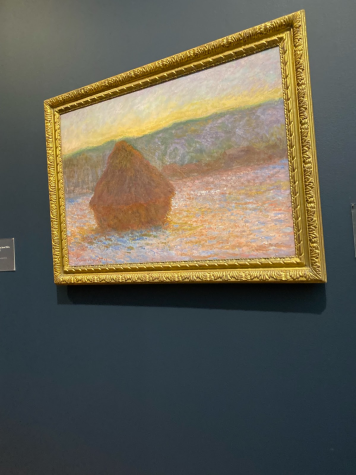 In the Art Institute in Chicago, Haystacks by Claude Monet hangs in a room dedicated to the artist.