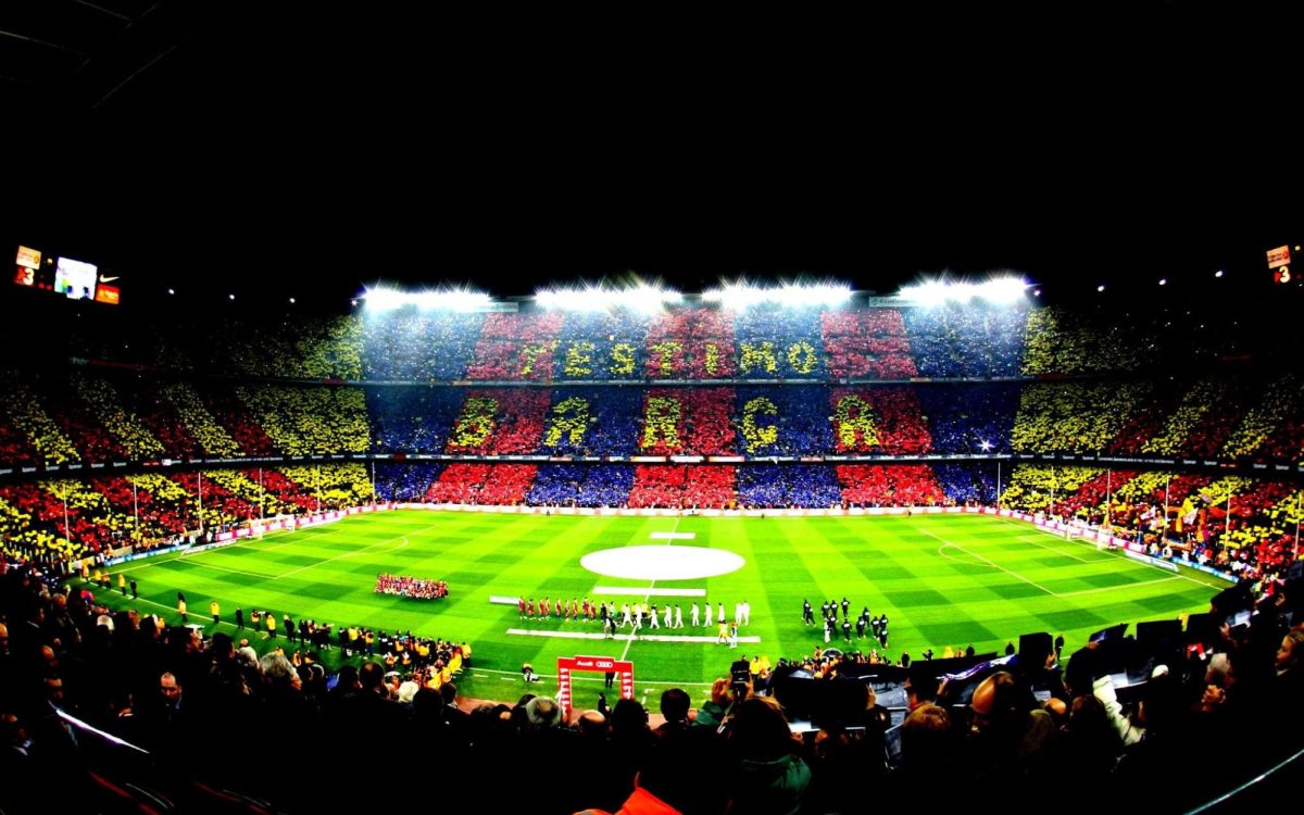 FC+Barcelona%E2%80%99s+home+stadium%2C+Camp+Nou%2C+during+a+derby+match