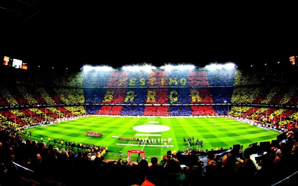 FC Barcelona’s home stadium, Camp Nou, during a derby match