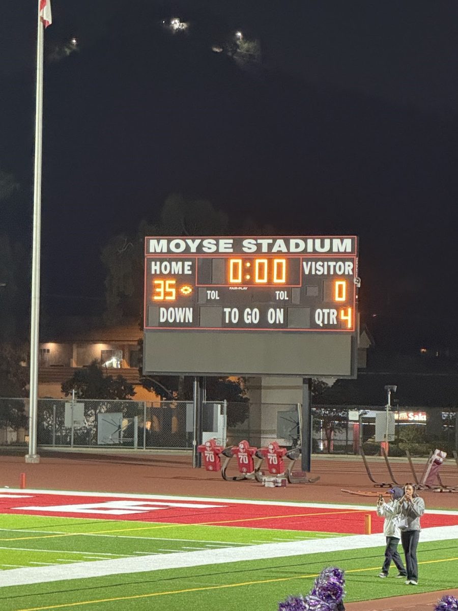 A photo of the final score board.