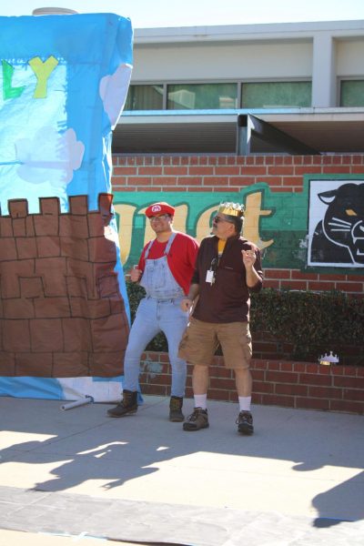  Senior Gabriel Mendoza and Mr. Ghavam light up the amphitheater with their energy, dancing and celebrating the spirit of the Fall Rally!
