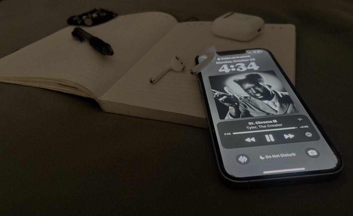 The black and white album cover contradicts Tyler’s bright and colorful covers, further developing the idea of transitioning from a child state of mind to a more mature one.