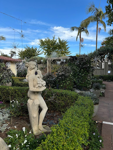 Statue garden decorated for the winter season.