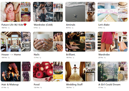  Pinterest allows users to organize pinned images into mood boards. 