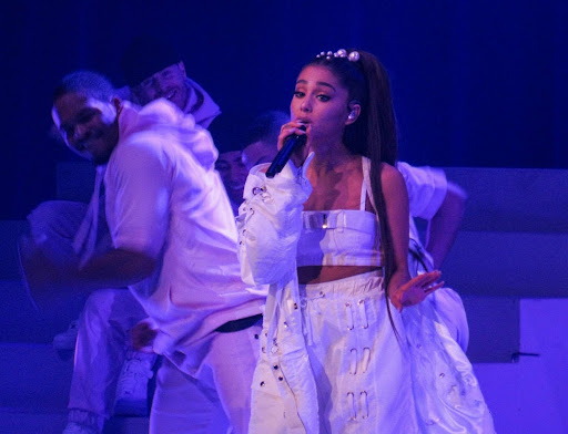 Ariana Grande on stage for her previously done “Sweetener” tour in 2019.