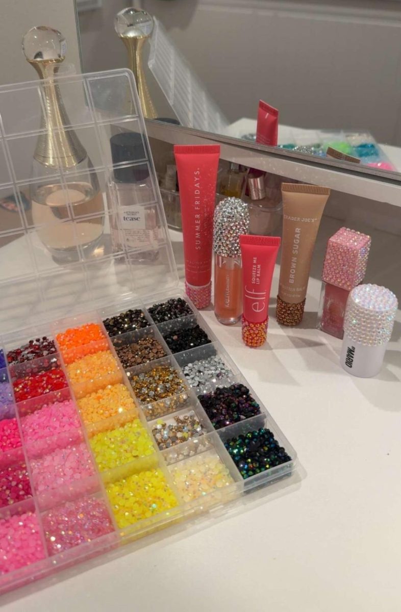 A colorful and bright kit that was used to bedazzle various makeup products.